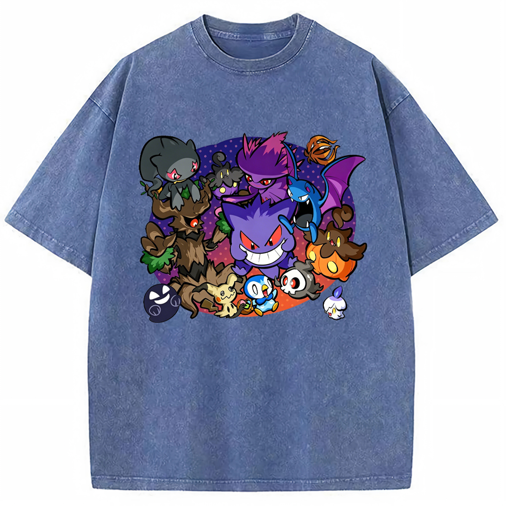 Halloween Night Party Gengar Evolution Group Cartoon Tee | Pokemon Anime