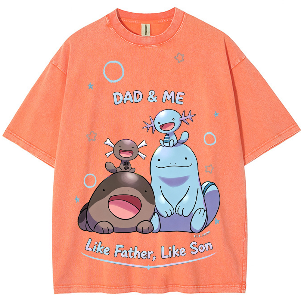 Parent & Kid Father Son Family Vibe Wooper Evolution Group Vintage Washed T-Shirt
