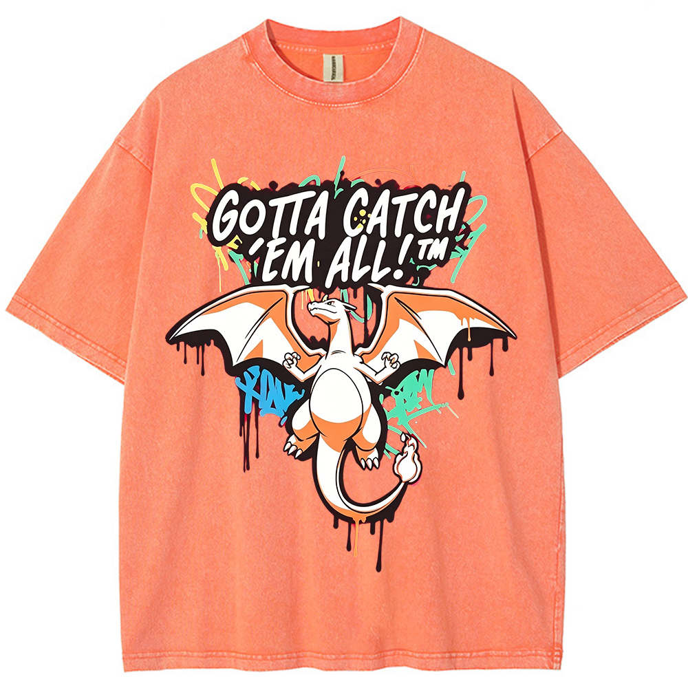 Graffiti Fire Dragon Vintage Washed T-Shirt