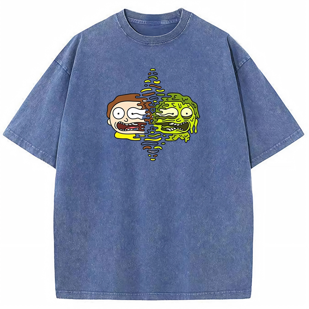 Toxic Dimension Morty Melting Distorted Face Cartoon Tee