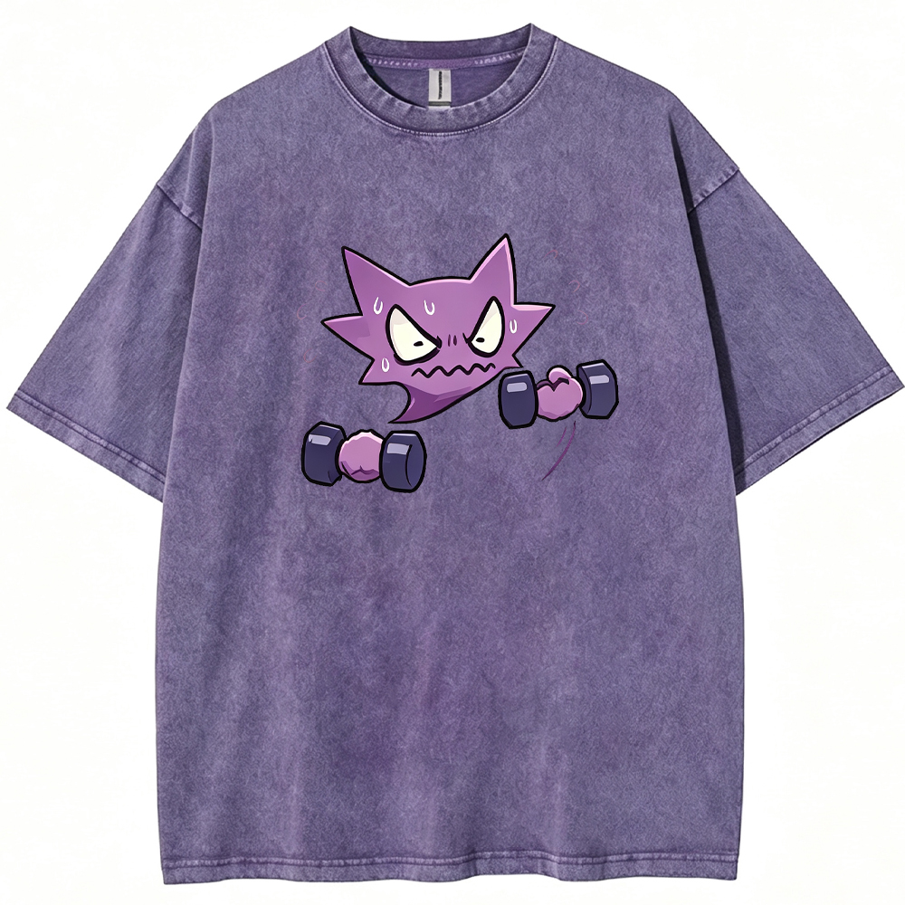 Ghost Fitness Ghost Creature Lifting Dumbbell Funny Workout Character Cartoon Tee