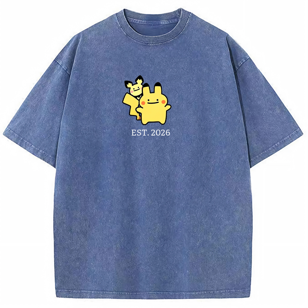 Cute Parent & Kid Pikachu Vintage Washed T-Shirt