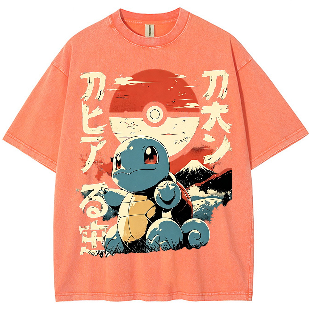 Vintage Ukiyo-e Squirtle Japanese Kanji Graphic Tee