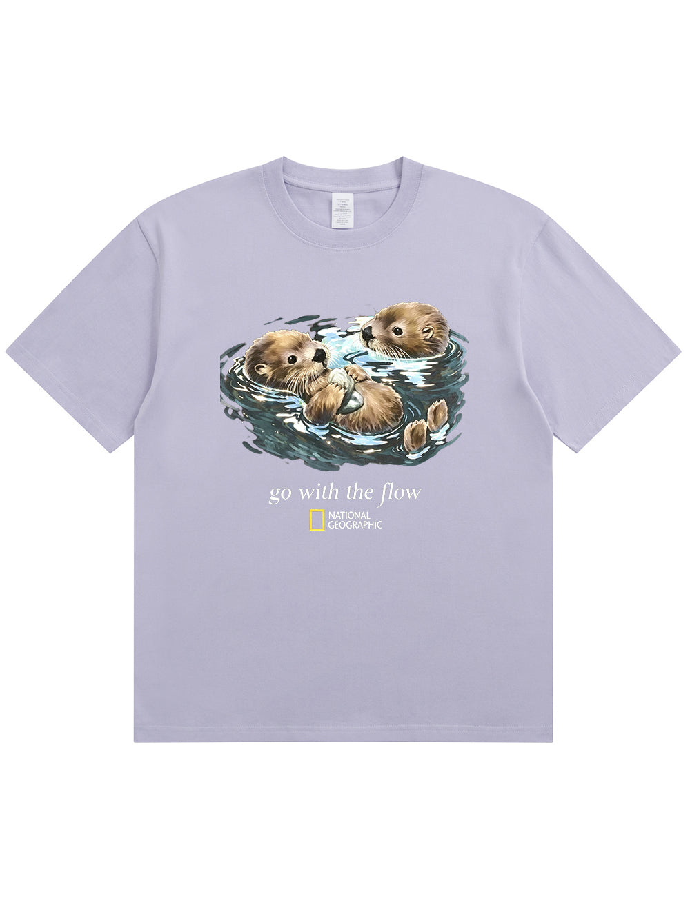 Retro Go With The Flow Sea Otter Graphic Soft Cotton T-Shirt