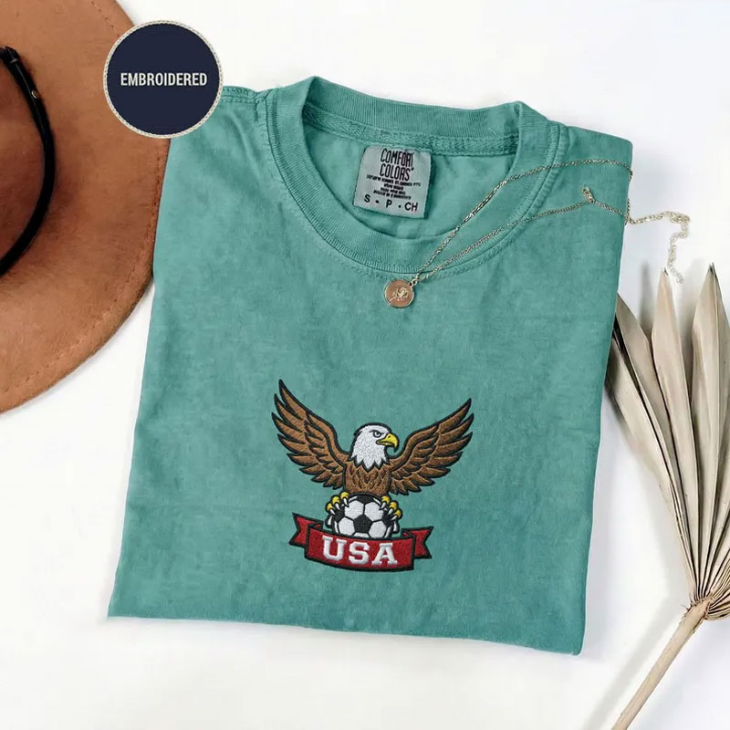 Embroidered Soccer World USA T-Shirt