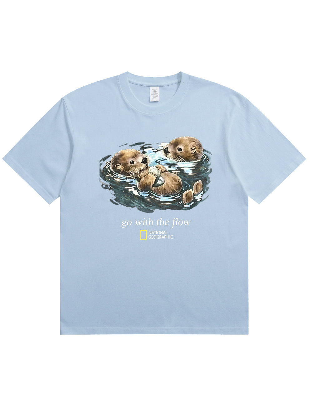 Retro Go With The Flow Sea Otter Graphic Soft Cotton T-Shirt
