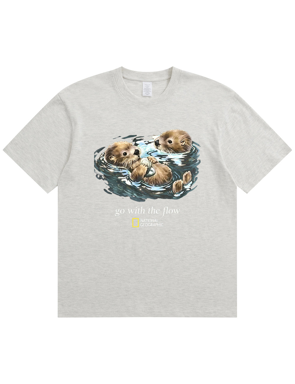 Retro Go With The Flow Sea Otter Graphic Soft Cotton T-Shirt