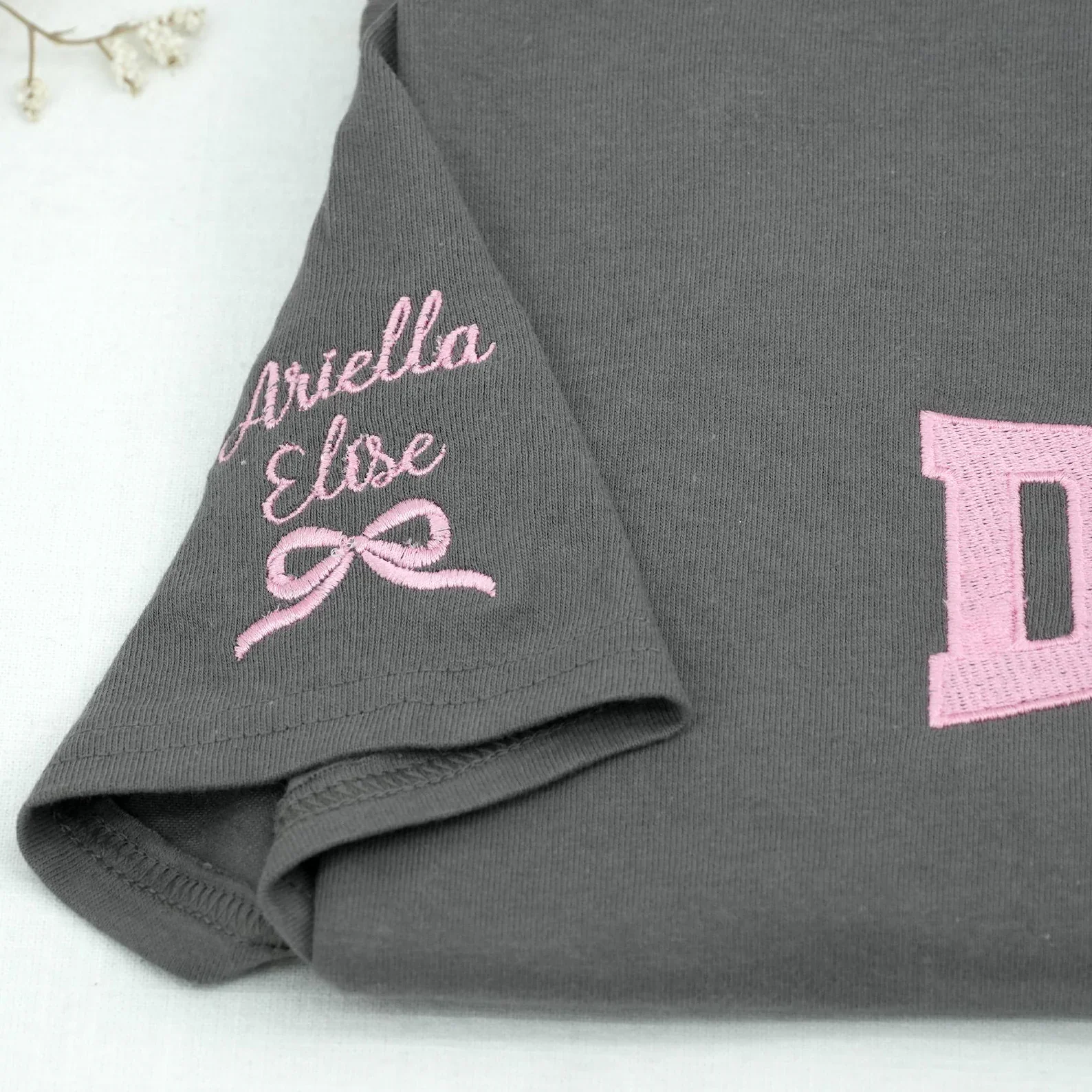 Custom Girl Dad Embroidered Shirt With Baby Name, Pregnancy Announcement Gift