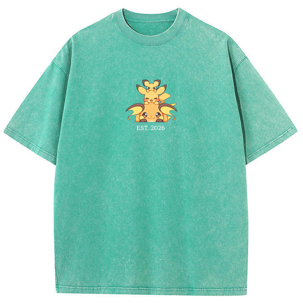 Cute Parent & Kid Pikachu Vintage Washed T-Shirt