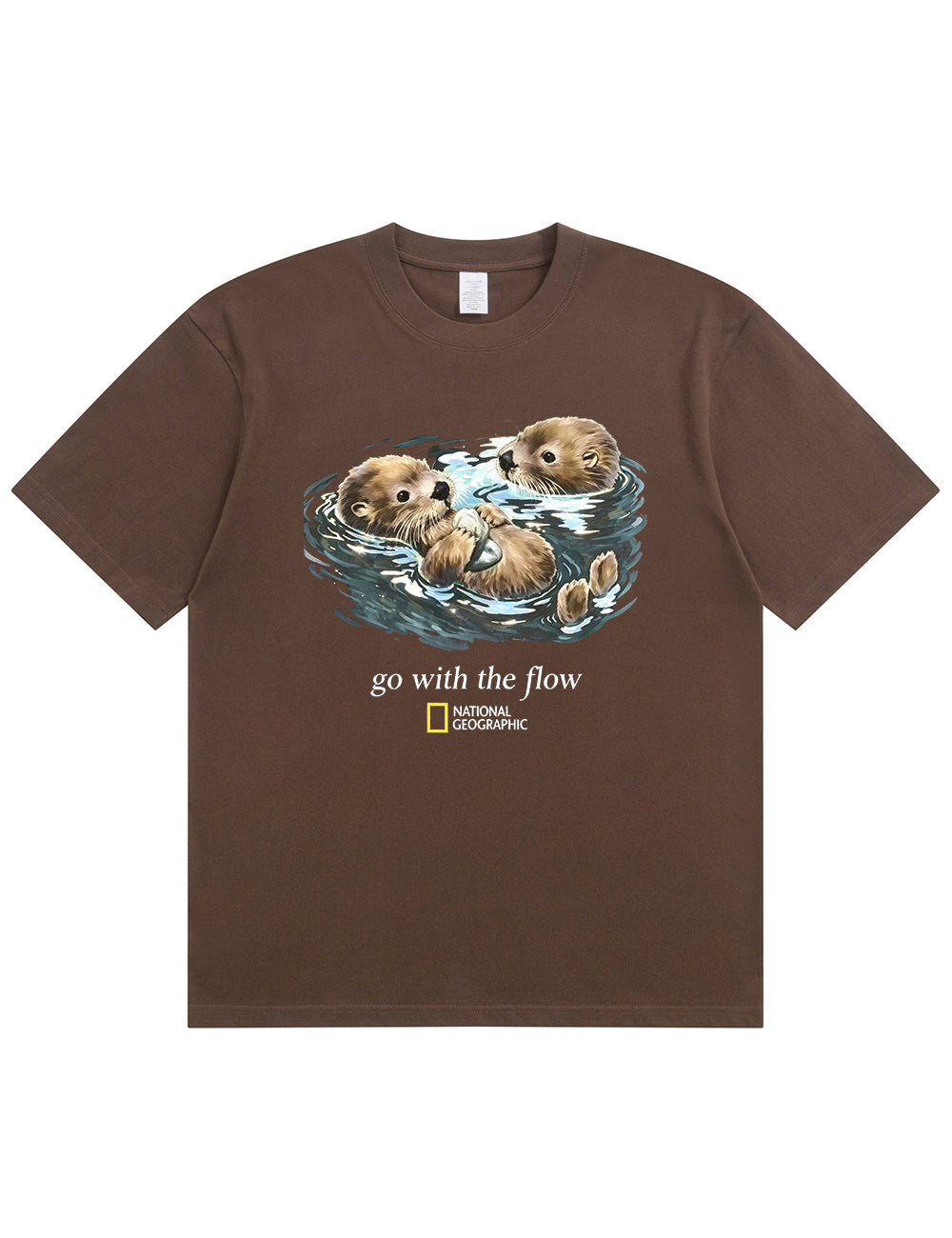 Retro Go With The Flow Sea Otter Graphic Soft Cotton T-Shirt