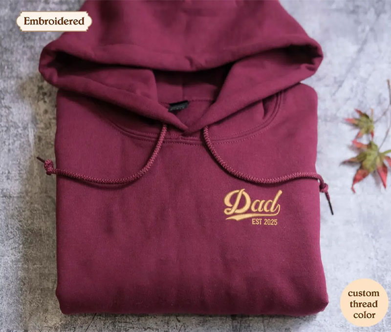 Custom Dad Est Embroidered Shirt, Personalized Father’s Day Gift for Dad