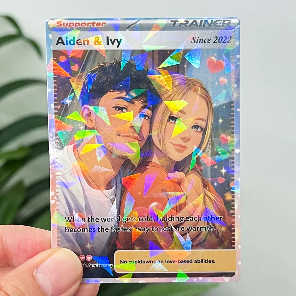 💕Personalized Couple Anime Supporter Trainer Card Pokecard