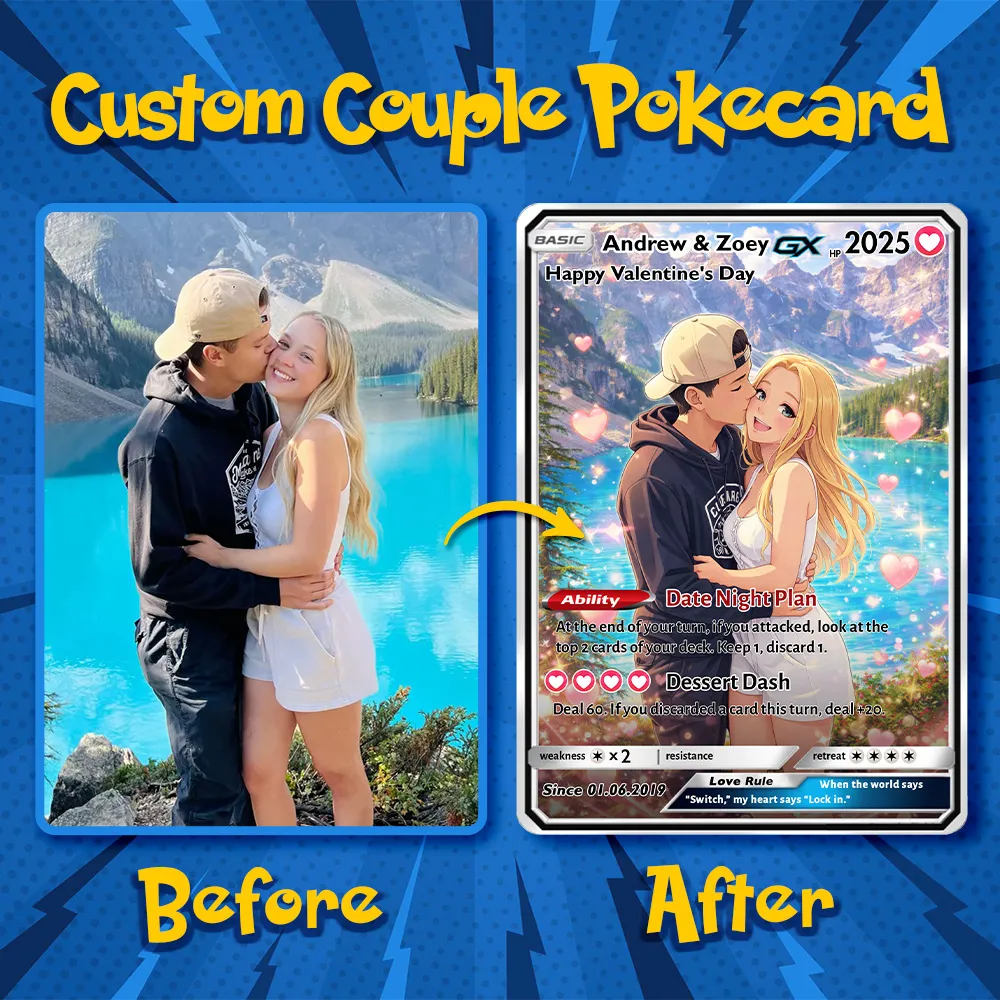 💕Personalized Couple Anime Art Pokecard Trading Card