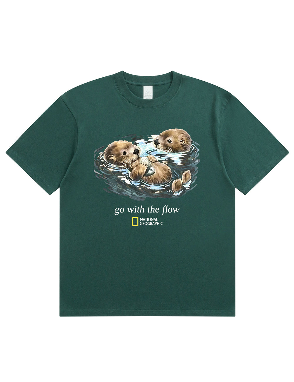 Retro Go With The Flow Sea Otter Graphic Soft Cotton T-Shirt