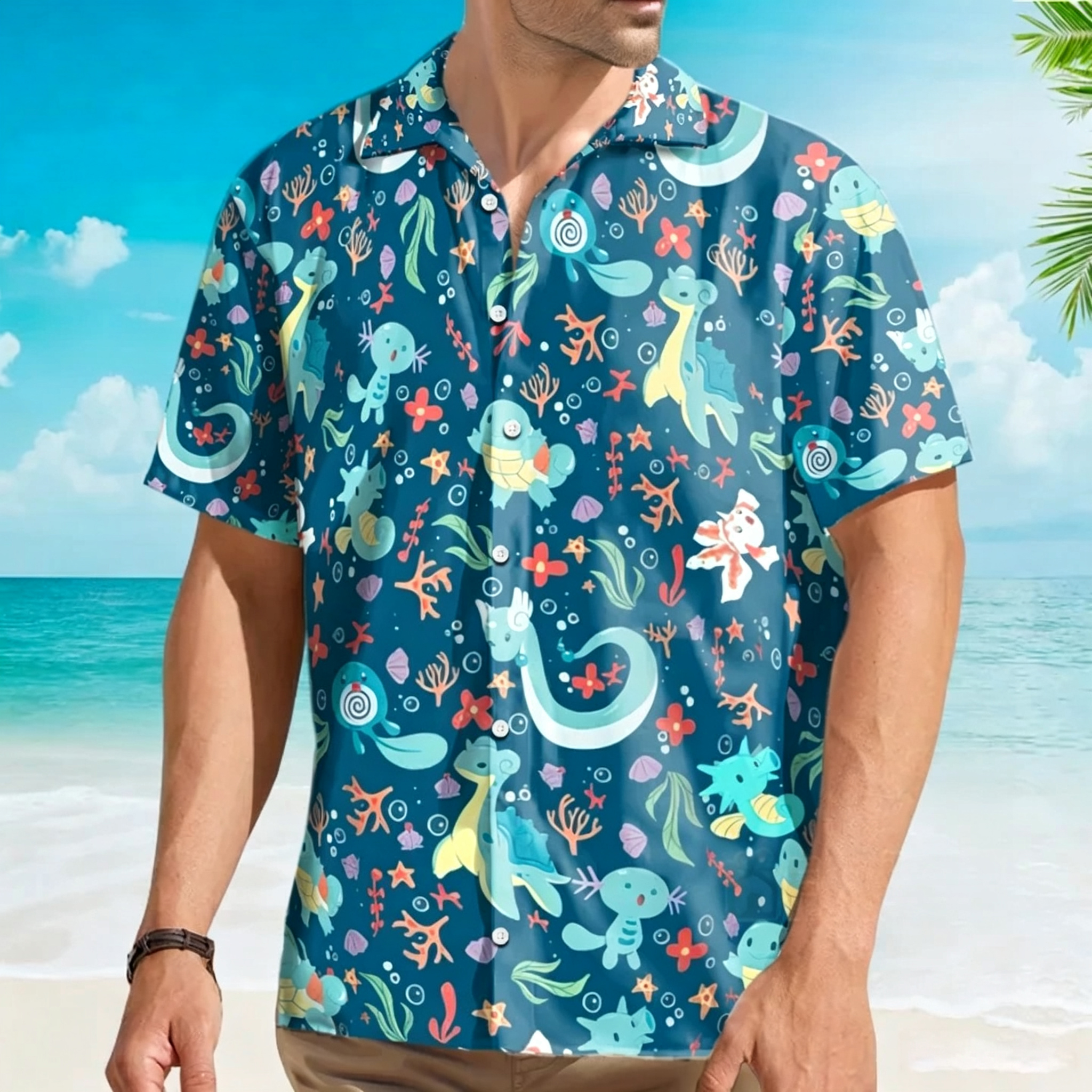 Water Pokemon Pattern Hawaiian Shirt