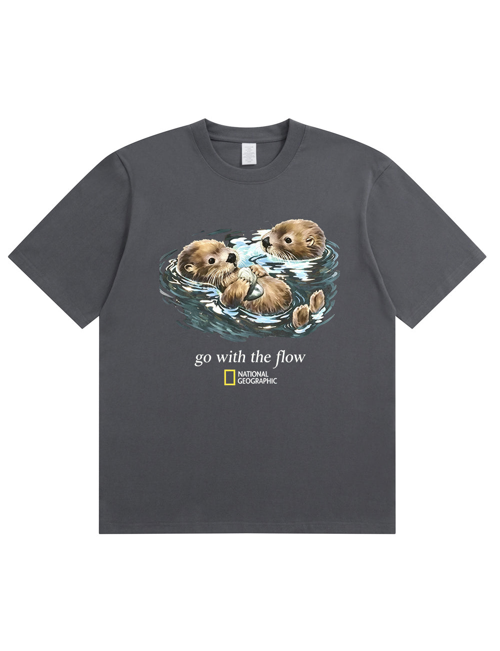 Retro Go With The Flow Sea Otter Graphic Soft Cotton T-Shirt