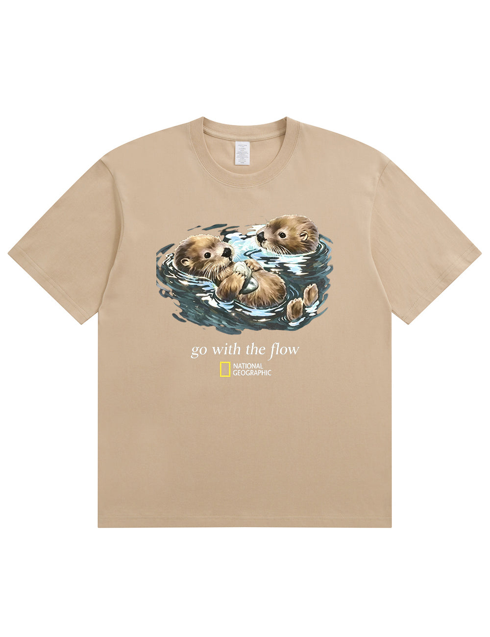 Retro Go With The Flow Sea Otter Graphic Soft Cotton T-Shirt