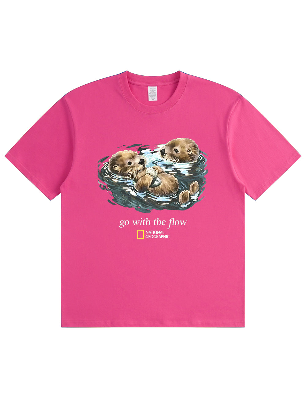 Retro Go With The Flow Sea Otter Graphic Soft Cotton T-Shirt