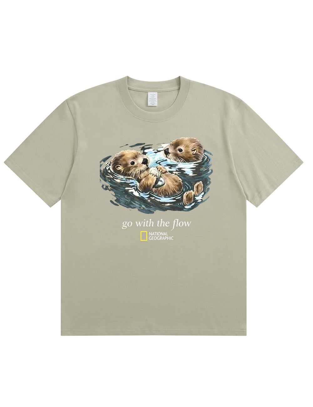 Retro Go With The Flow Sea Otter Graphic Soft Cotton T-Shirt