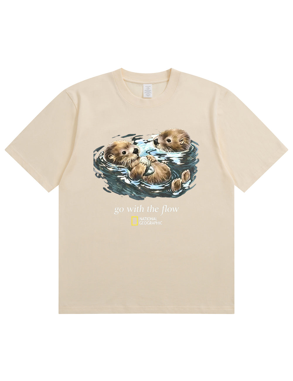 Retro Go With The Flow Sea Otter Graphic Soft Cotton T-Shirt