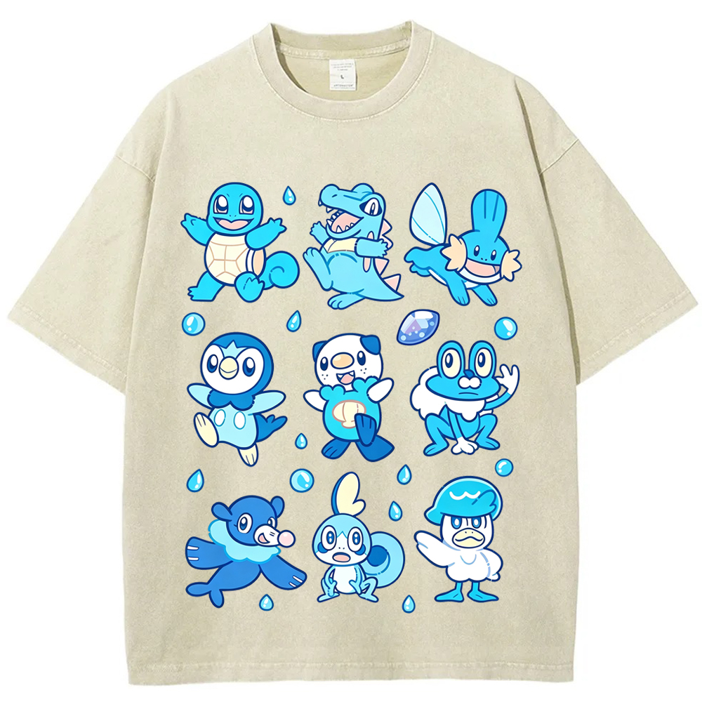 Water Starter Pokemon Collection Cartoon Tee | Pokemon Anime