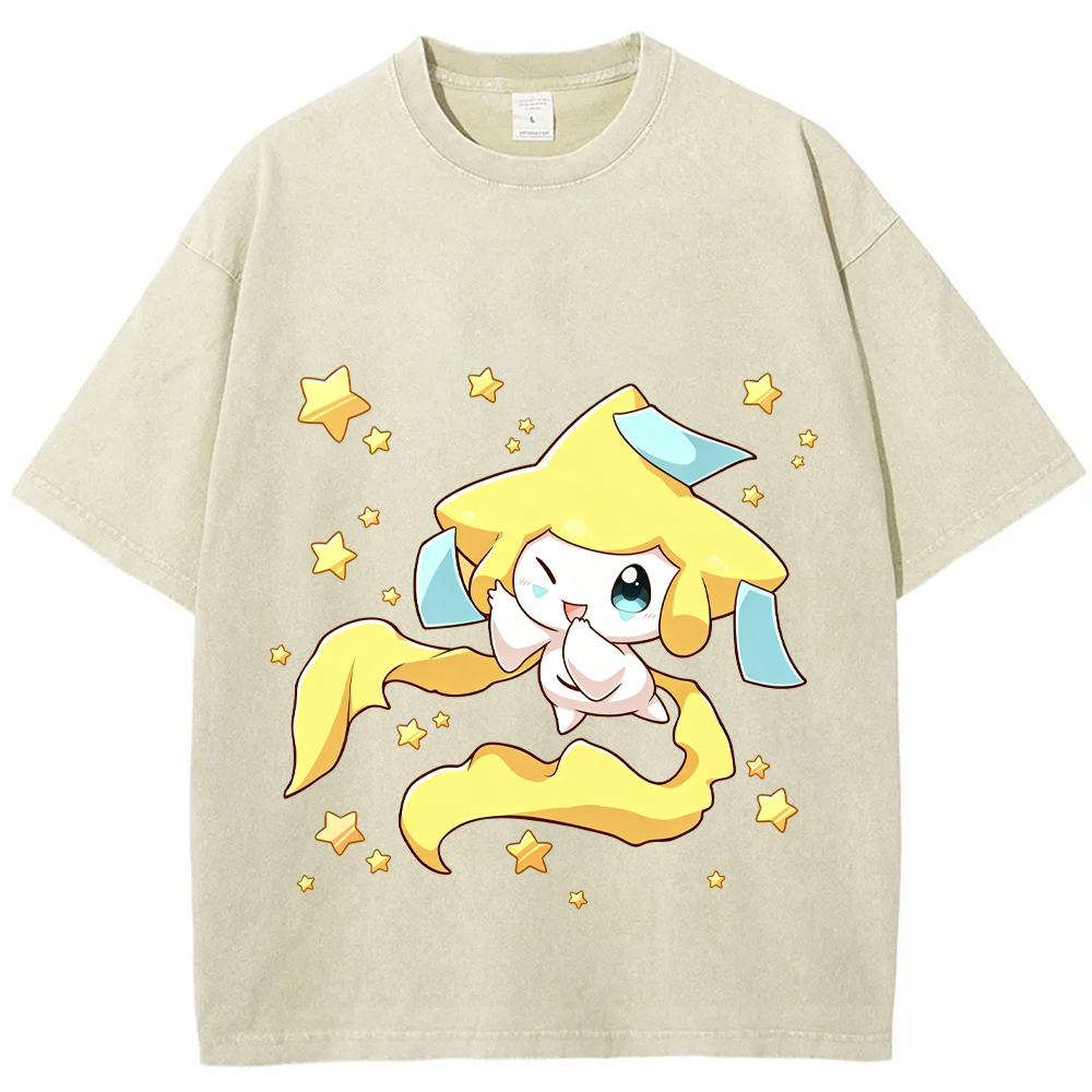 Starry Jirachi Single Print Cartoon Tee | Pokemon Anime