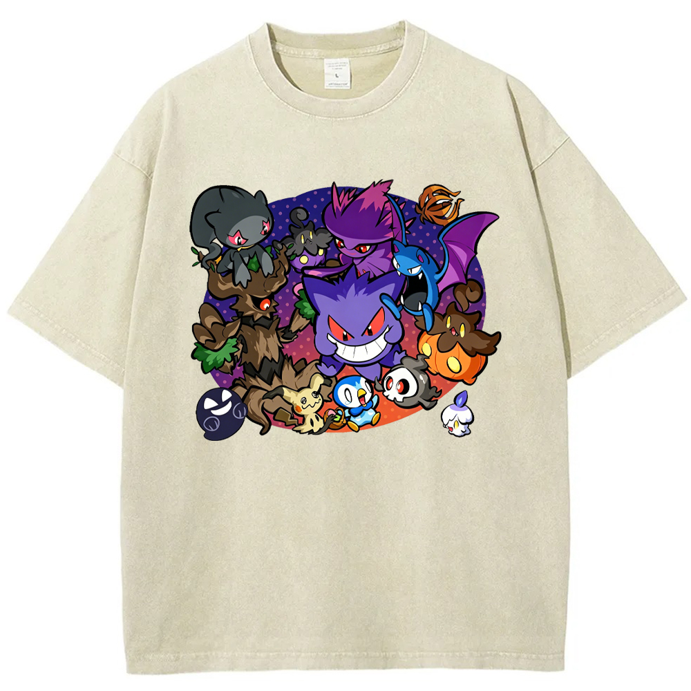 Halloween Night Party Gengar Evolution Group Cartoon Tee | Pokemon Anime
