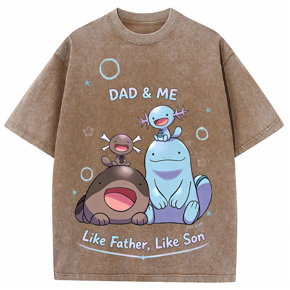 Parent & Kid Father Son Family Vibe Wooper Evolution Group Vintage Washed T-Shirt