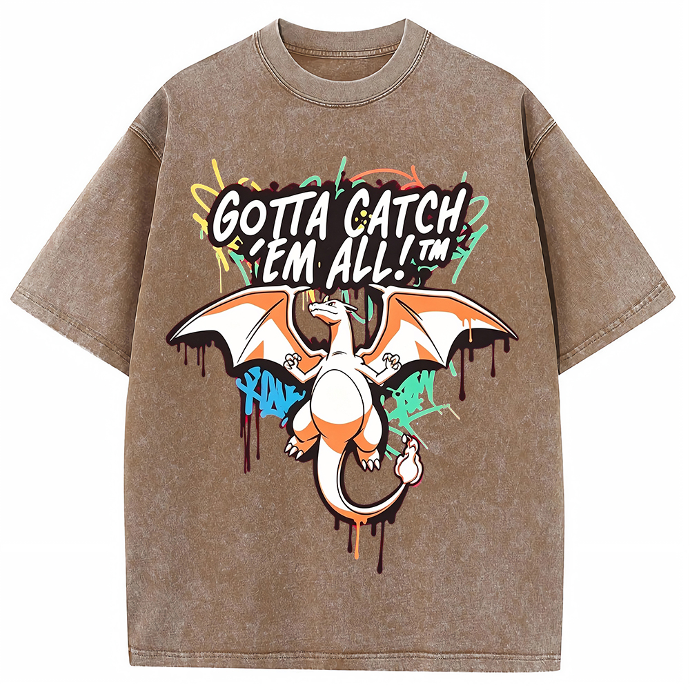 Graffiti Fire Dragon Vintage Washed T-Shirt