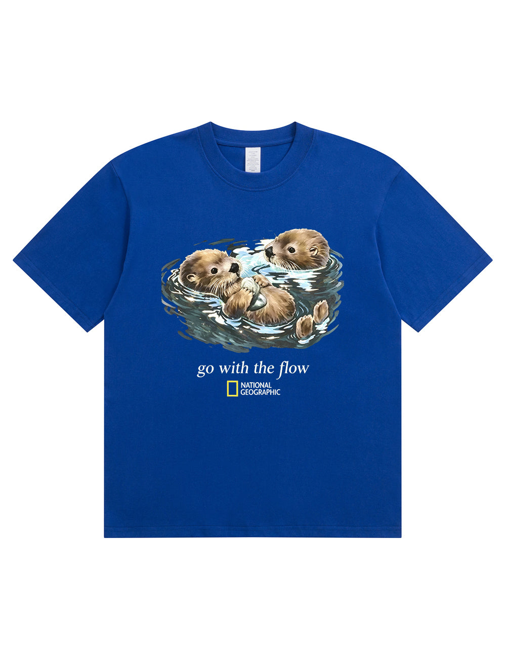 Retro Go With The Flow Sea Otter Graphic Soft Cotton T-Shirt