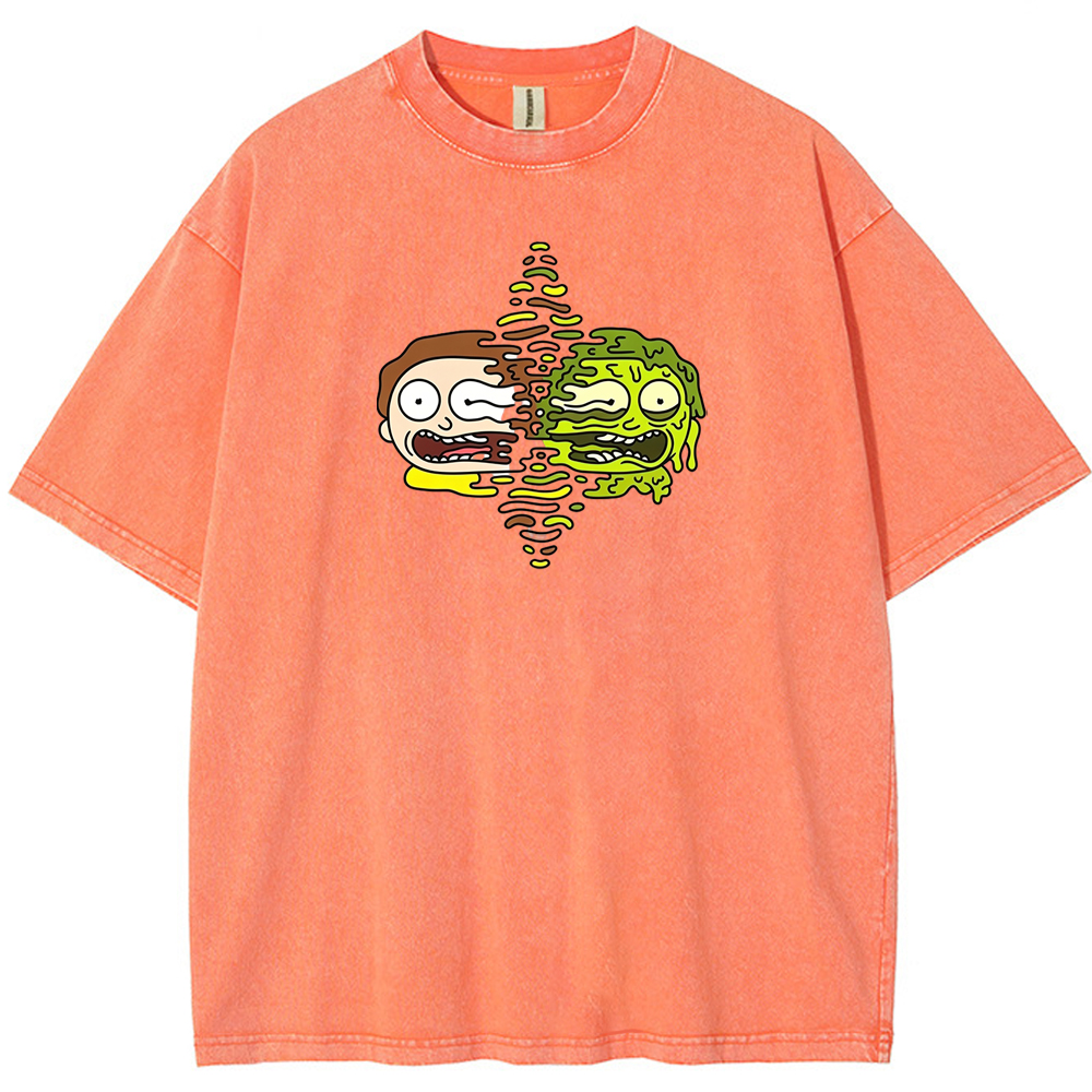 Toxic Dimension Morty Melting Distorted Face Cartoon Tee