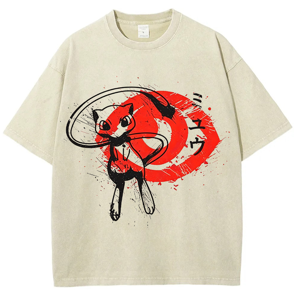 Ink Wash Mew Japanese Art Vintage Tee | Pokemon Anime
