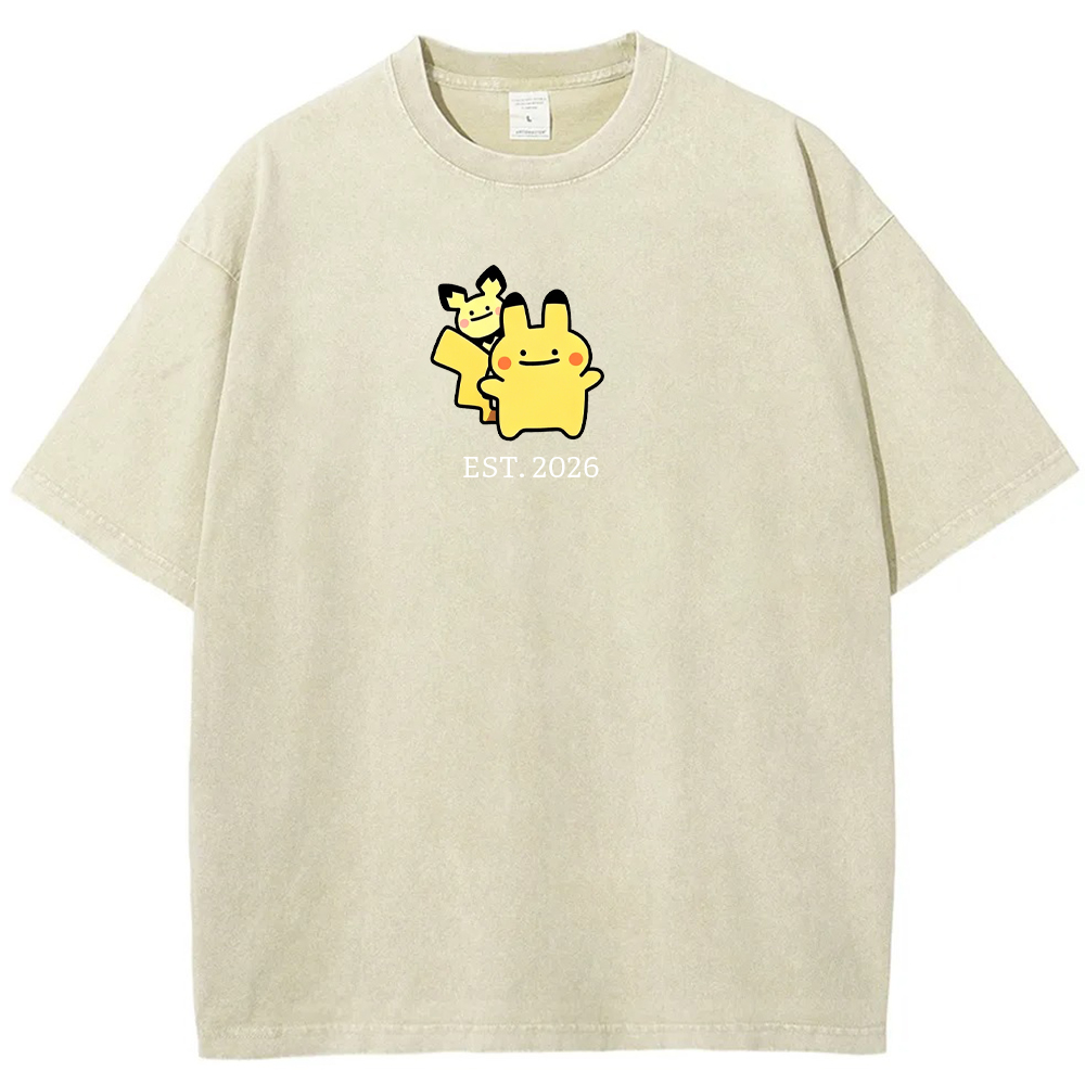 Cute Parent & Kid Pikachu Vintage Washed T-Shirt