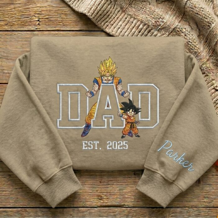 Custom Super Saiyan Dad Shirt, Personalized Anime Father's Day Gift