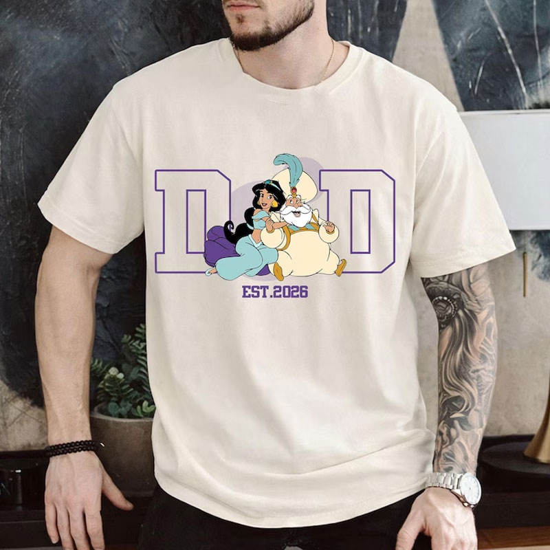 Custom Cartoon Dad Est Year Tee