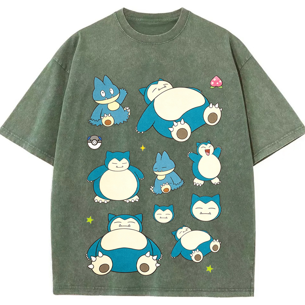 Multi Poses Snorlax Cartoon Tee | Pokemon Anime