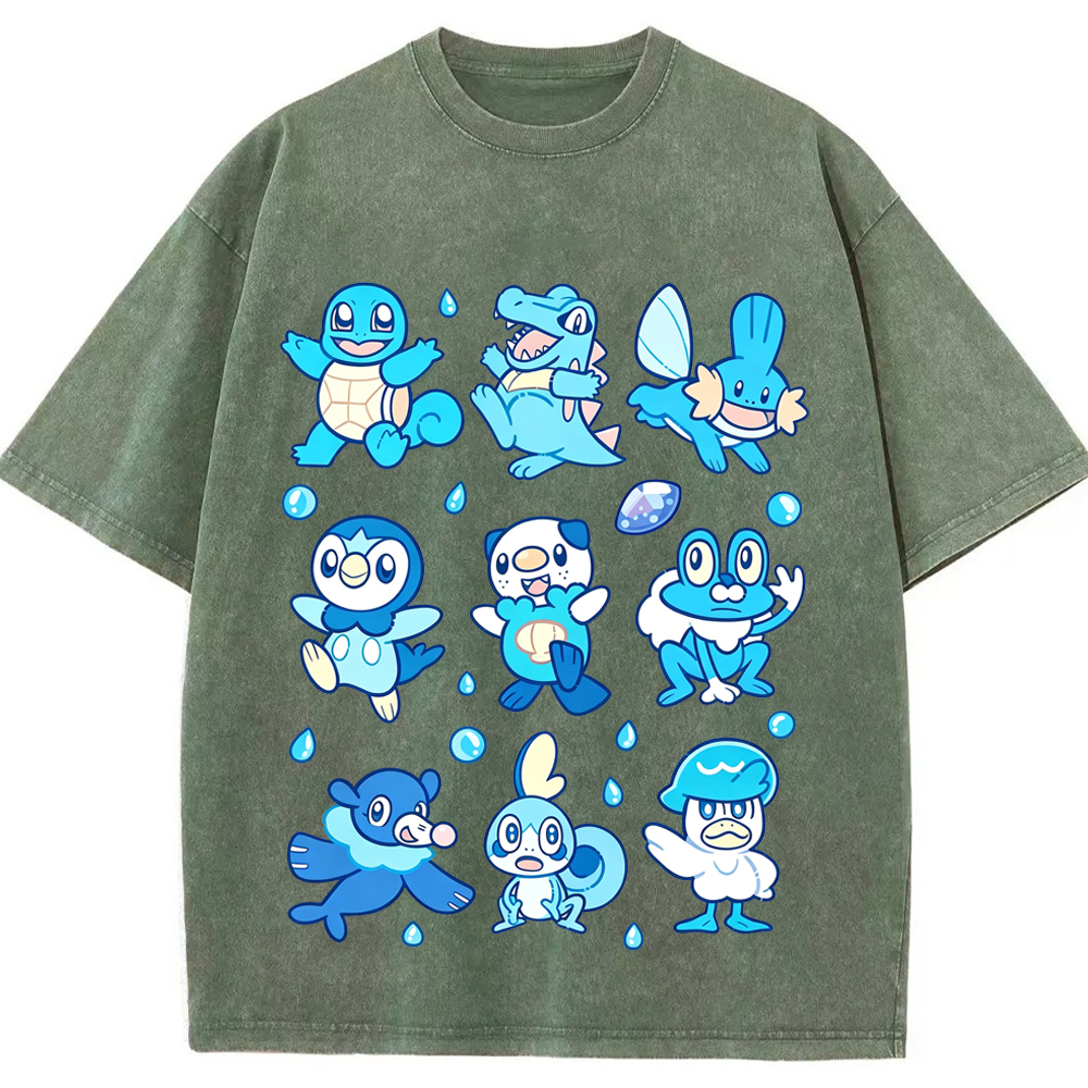 Water Starter Pokemon Collection Cartoon Tee | Pokemon Anime