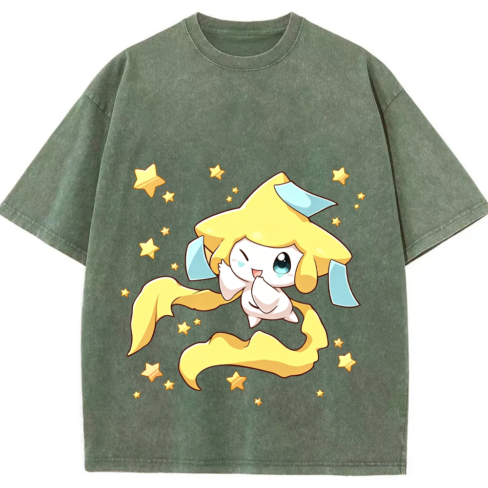 Starry Jirachi Single Print Cartoon Tee | Pokemon Anime