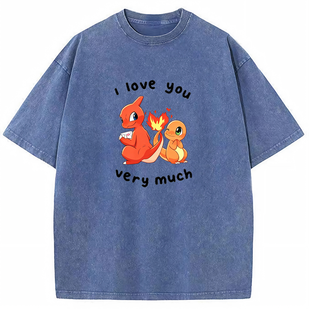 Parent & Kid I Love You Very Much Quote Custom Name EST. Year Vintage Washed T-Shirt | Pokemon Anime
