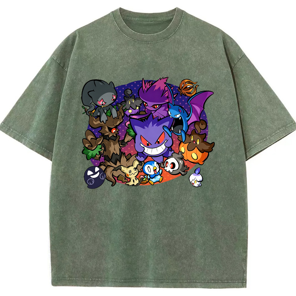 Halloween Night Party Gengar Evolution Group Cartoon Tee | Pokemon Anime