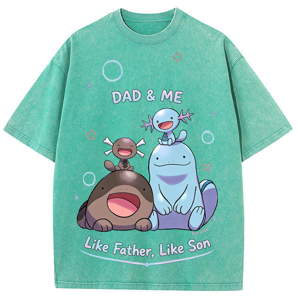 Parent & Kid Father Son Family Vibe Wooper Evolution Group Vintage Washed T-Shirt
