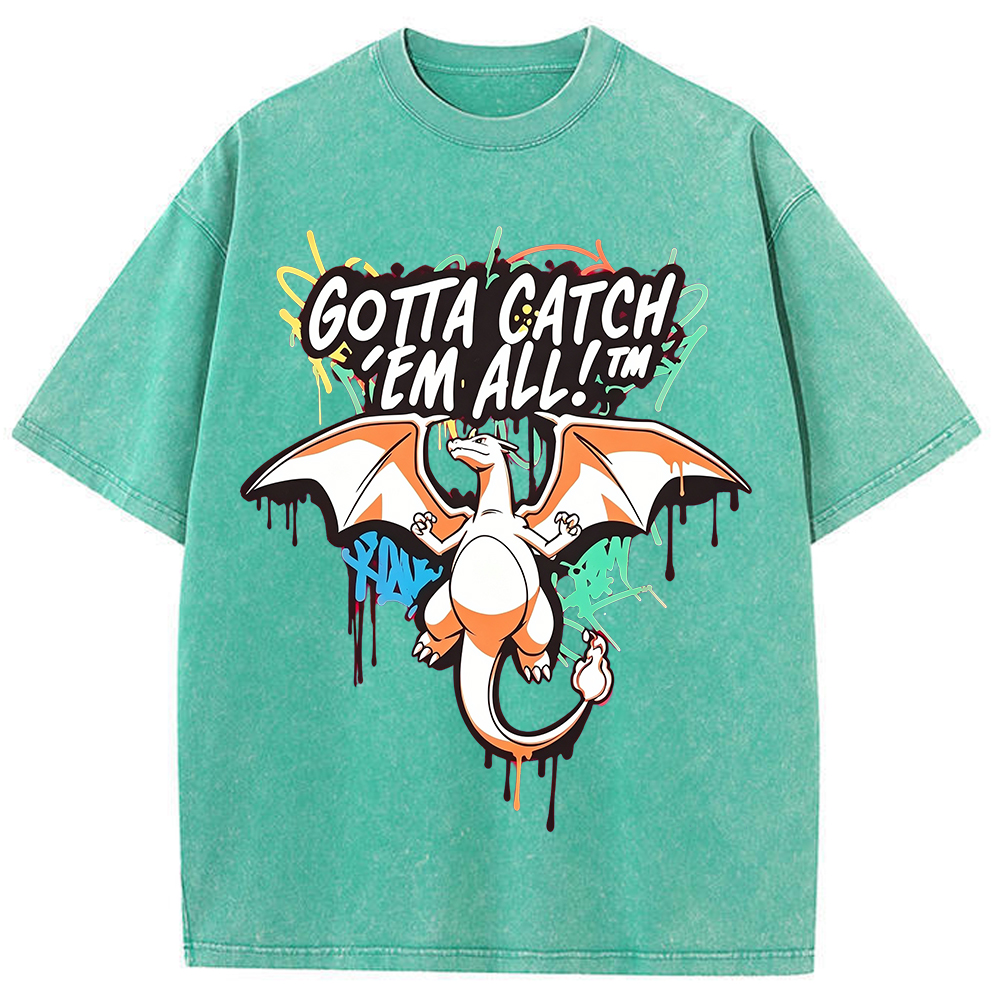 Graffiti Fire Dragon Vintage Washed T-Shirt