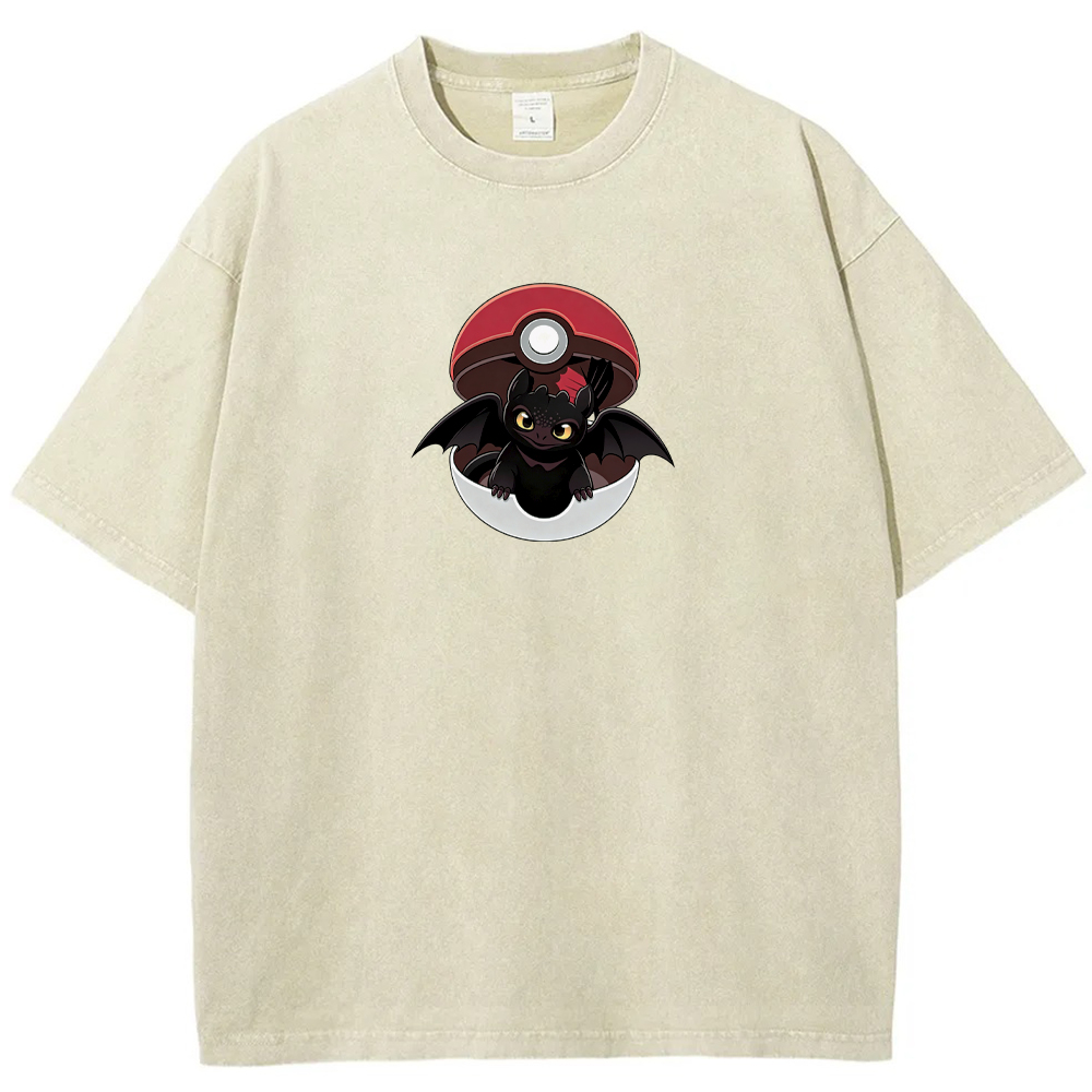 Crossover Toothless In Pokeball Cartoon Tee | Pokemon Anime