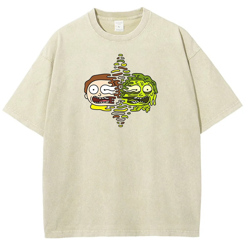 Toxic Dimension Morty Melting Distorted Face Cartoon Tee