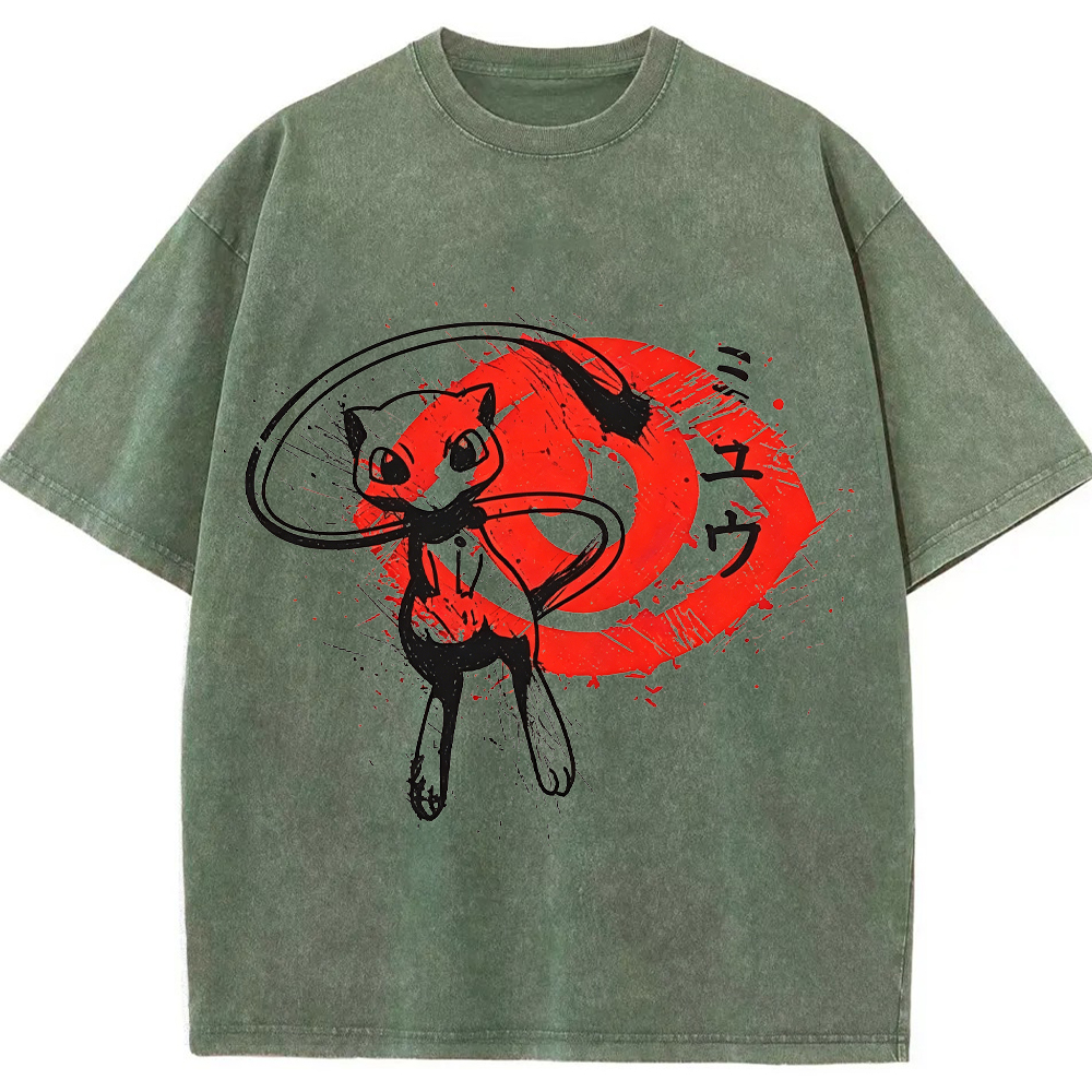 Ink Wash Mew Japanese Art Vintage Tee | Pokemon Anime
