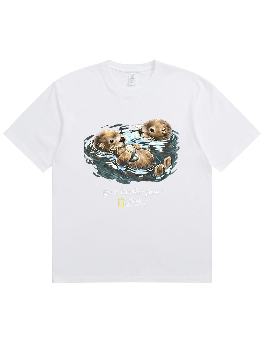 Retro Go With The Flow Sea Otter Graphic Soft Cotton T-Shirt
