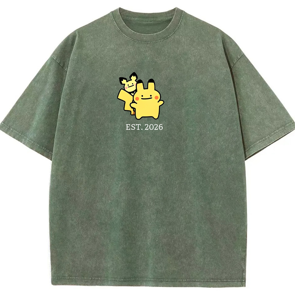 Cute Parent & Kid Pikachu Vintage Washed T-Shirt