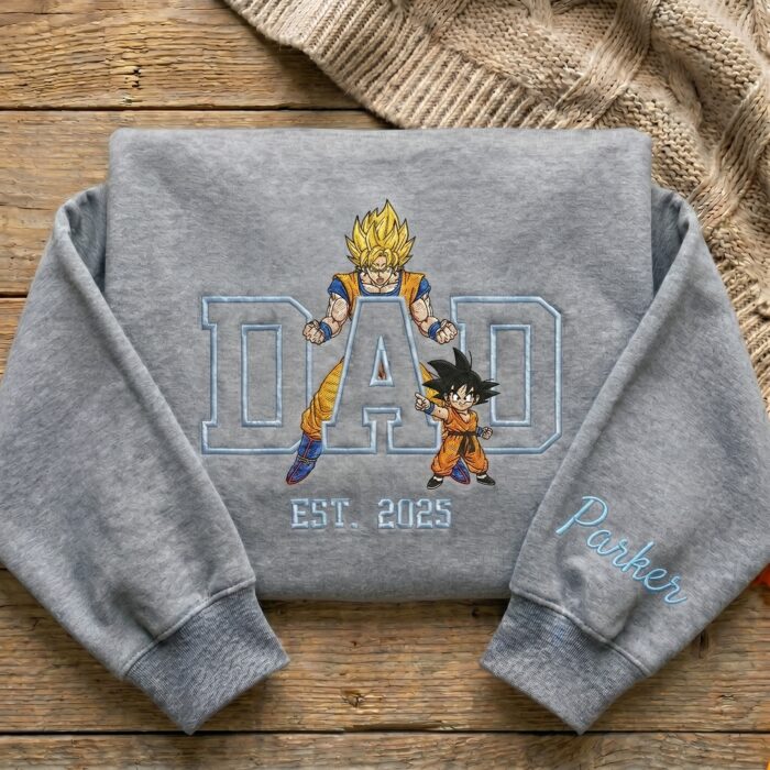 Custom Super Saiyan Dad Shirt, Personalized Anime Father's Day Gift