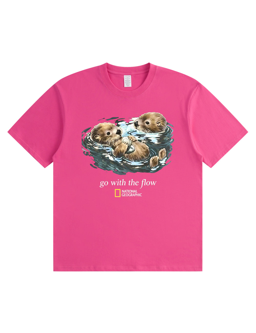 Retro Go With The Flow Sea Otter Graphic Soft Cotton T-Shirt