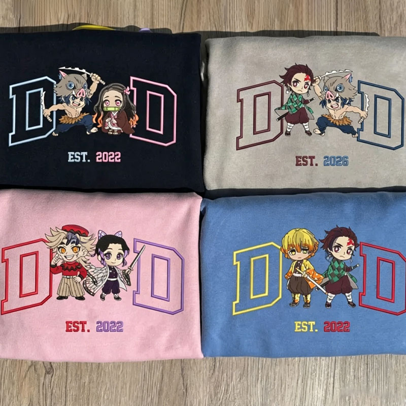 Personalized Dad Anime Embroidered Sweatshirt